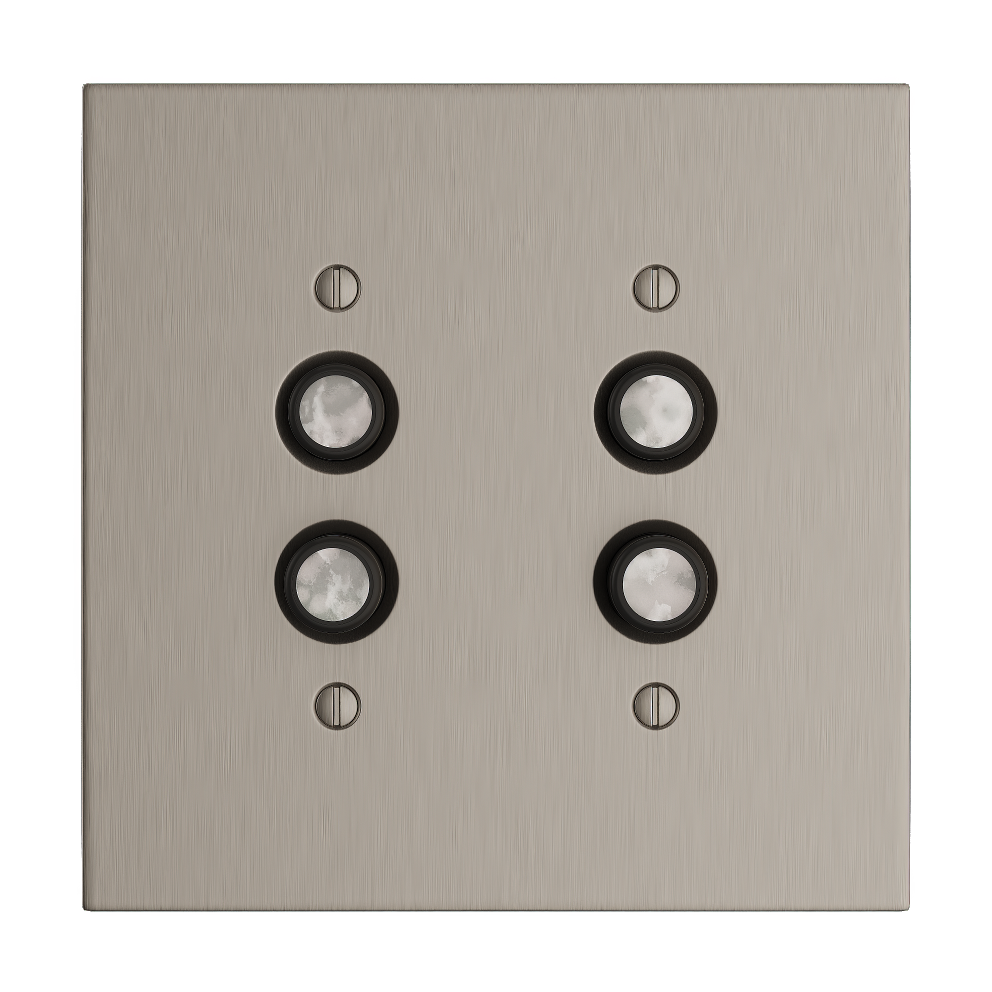 Solid brass Futura Push Button Wall Plate – Double in Satin Nickel finish