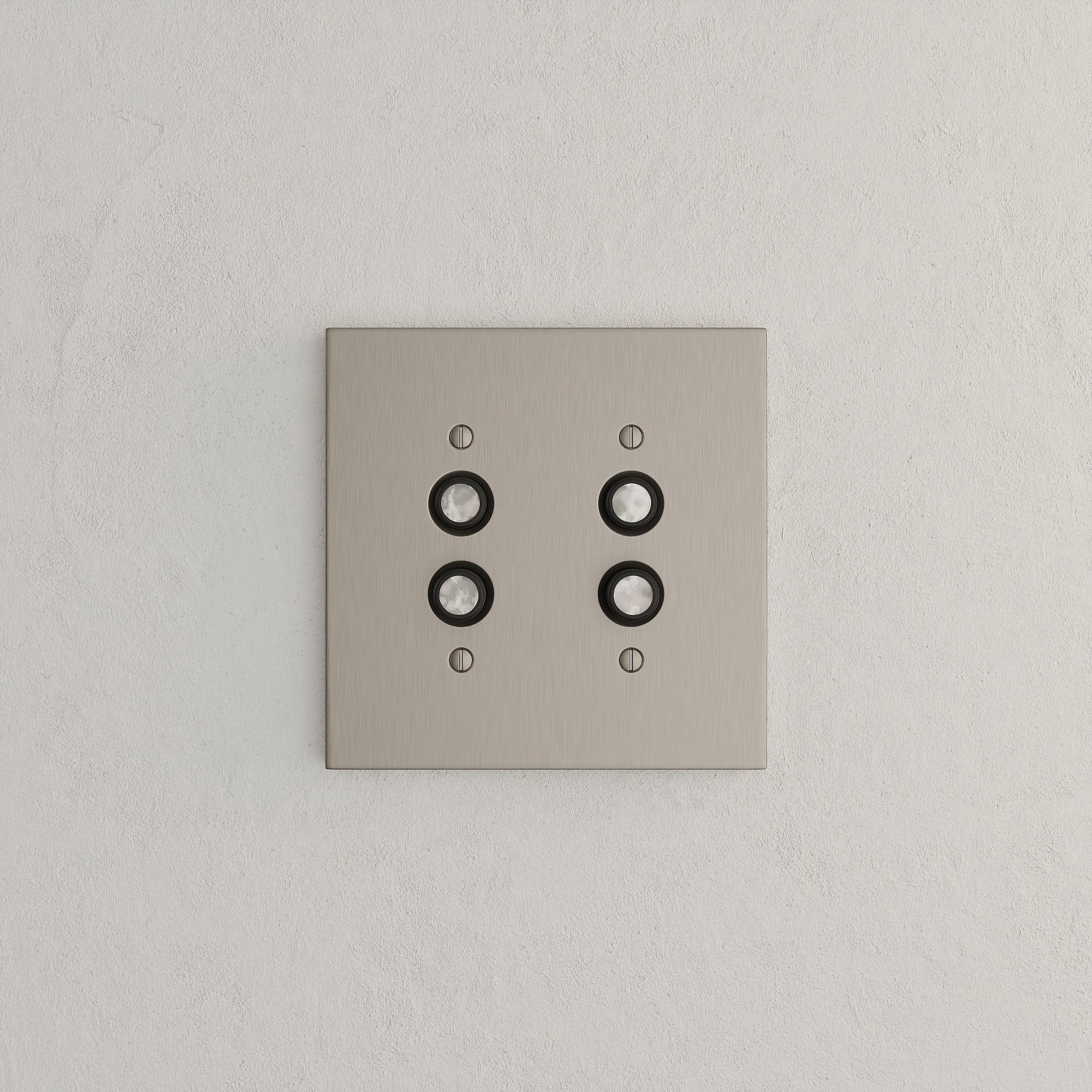 Solid brass Futura Push Button Wall Plate – Double in Satin Nickel finish