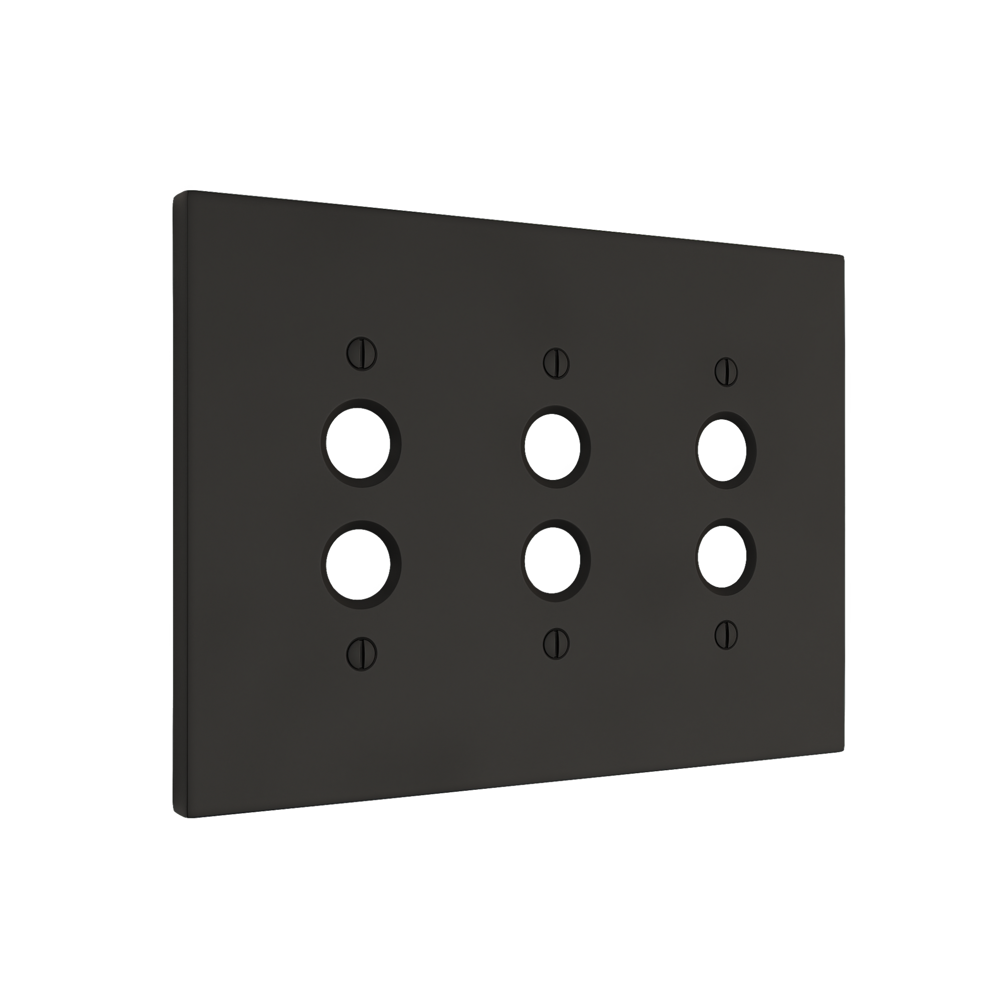 Solid brass Futura Push Button Wall Plate – Triple in Coal Black Brass finish