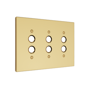 Futura Push Button Wall Plate – Triple — Polished Brass