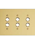 Solid brass Futura Push Button Wall Plate – Triple in Polished Brass finish