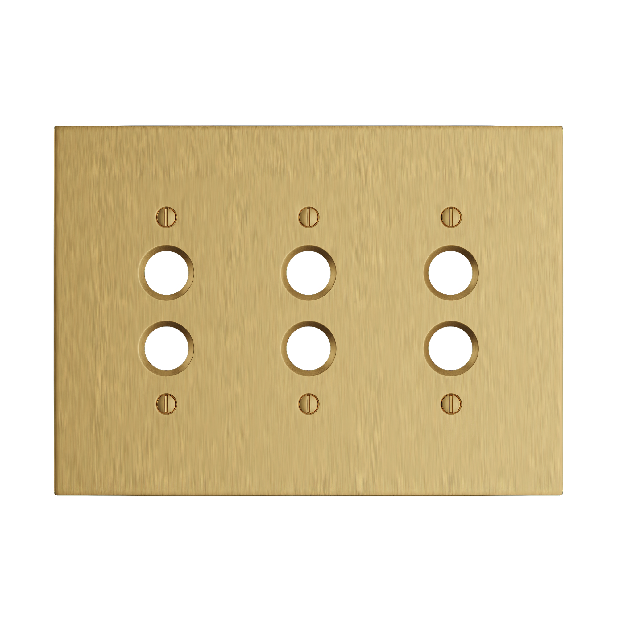 Solid brass Futura Push Button Wall Plate – Triple in Satin Brass finish