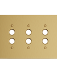 Solid brass Futura Push Button Wall Plate – Triple in Satin Brass finish