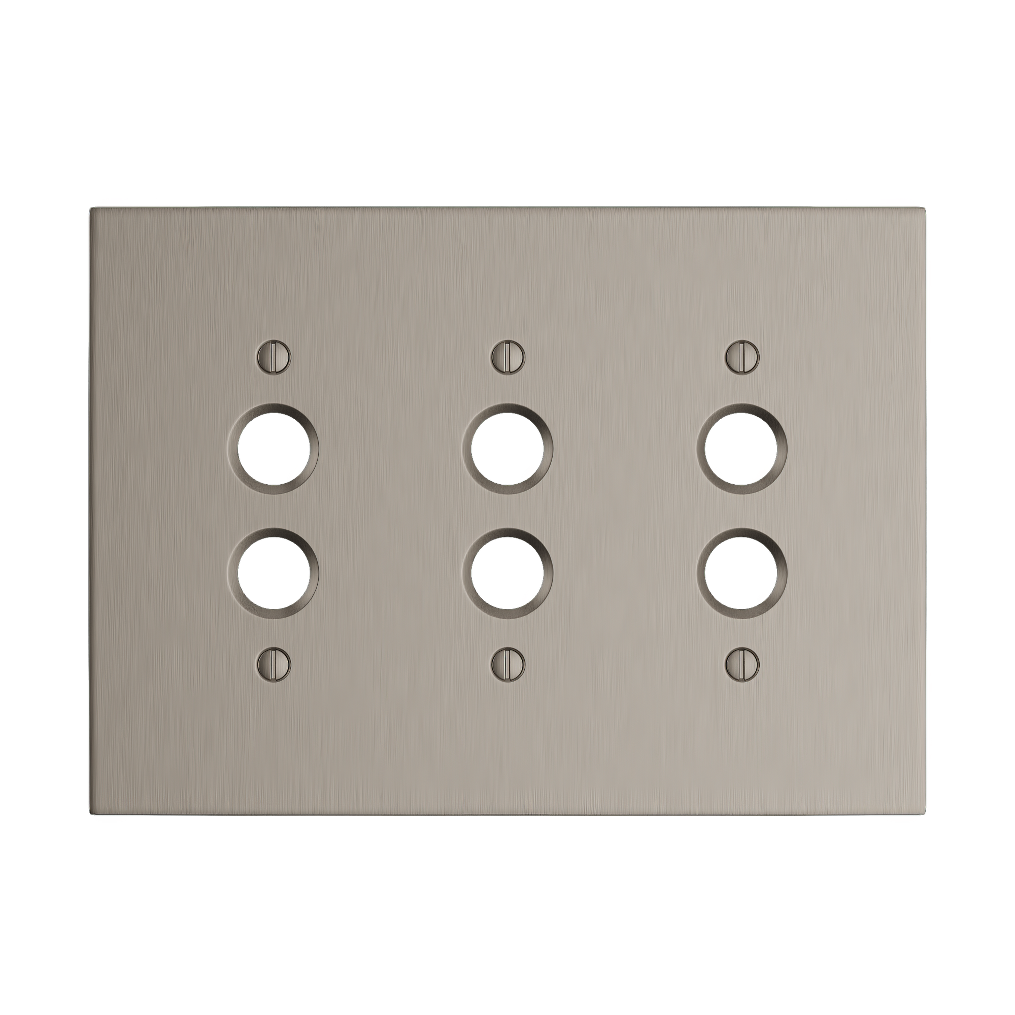 Solid brass Futura Push Button Wall Plate – Triple in Satin Nickel finish
