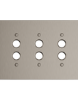 Solid brass Futura Push Button Wall Plate – Triple in Satin Nickel finish