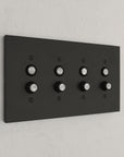 Solid brass Futura Push Button Wall Plate – Quad in Coal Black Brass finish