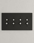 Solid brass Futura Push Button Wall Plate – Quad in Coal Black Brass finish