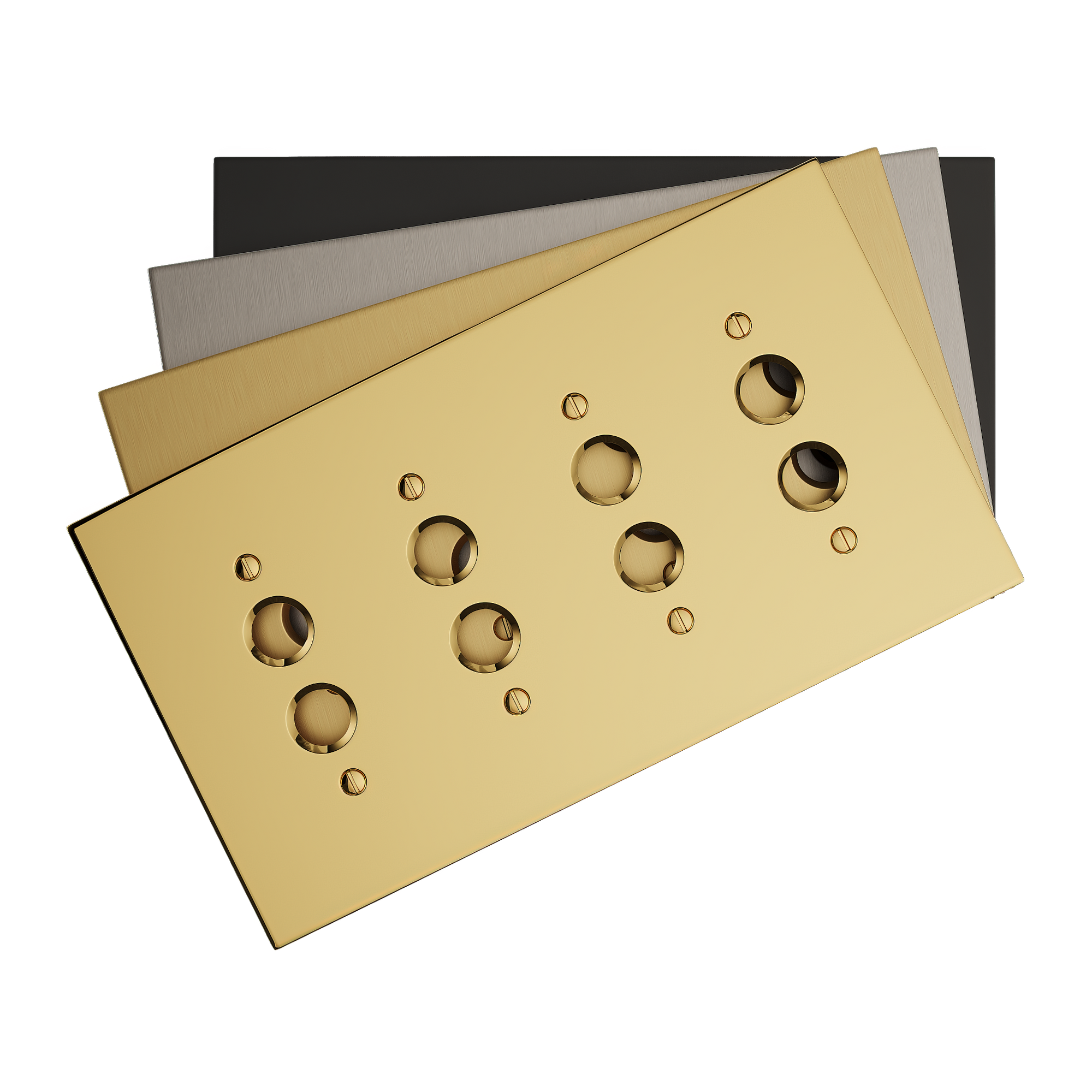 Solid brass Futura Push Button Wall Plate – Quad