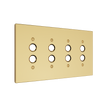 Solid brass Futura Push Button Wall Plate – Quad in Polished Brass finish