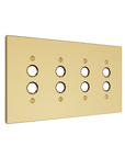Solid brass Futura Push Button Wall Plate – Quad in Polished Brass finish
