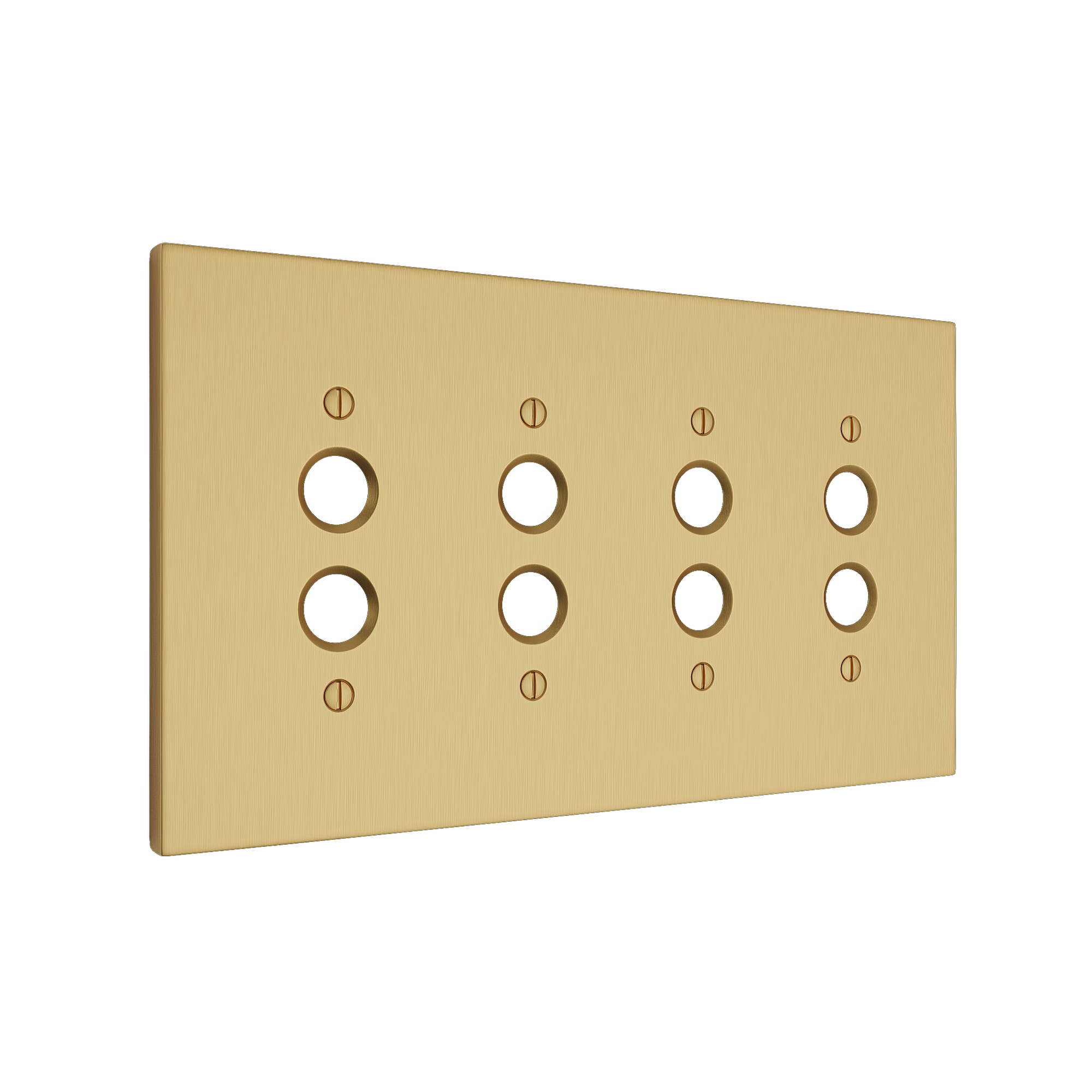 Solid brass Futura Push Button Wall Plate – Quad in Satin Brass finish