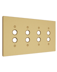 Solid brass Futura Push Button Wall Plate – Quad in Satin Brass finish