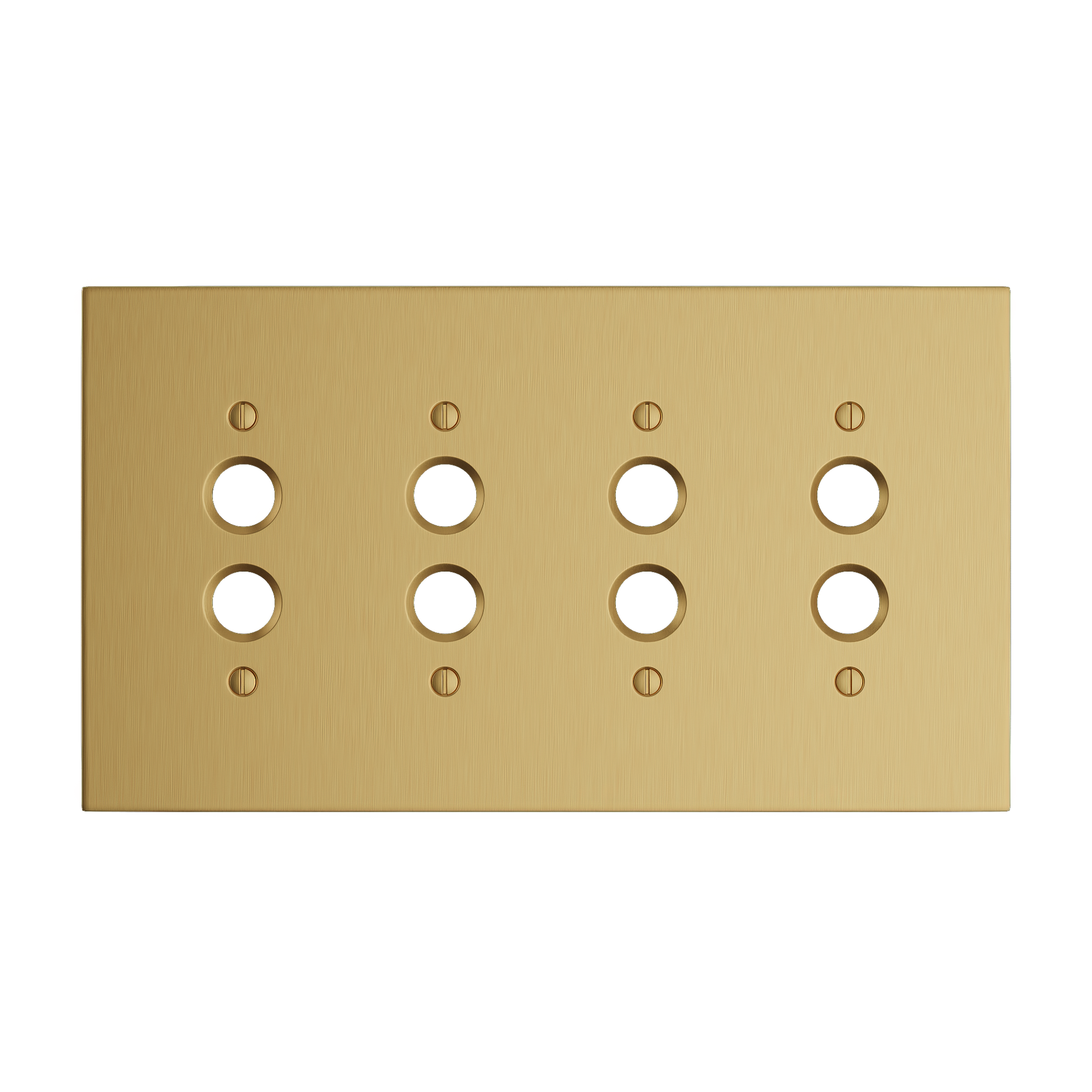 Solid brass Futura Push Button Wall Plate – Quad in Satin Brass finish