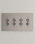 Solid brass Futura Push Button Wall Plate – Quad in Satin Nickel finish