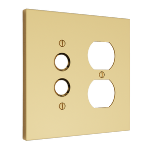 Futura Push Button & Outlet Wall Plate – Double — Polished Brass