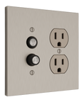 Solid brass Futura Push Button & Outlet Wall Plate – Double in Satin Nickel finish