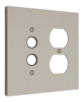Solid brass Futura Push Button & Outlet Wall Plate – Double in Satin Nickel finish