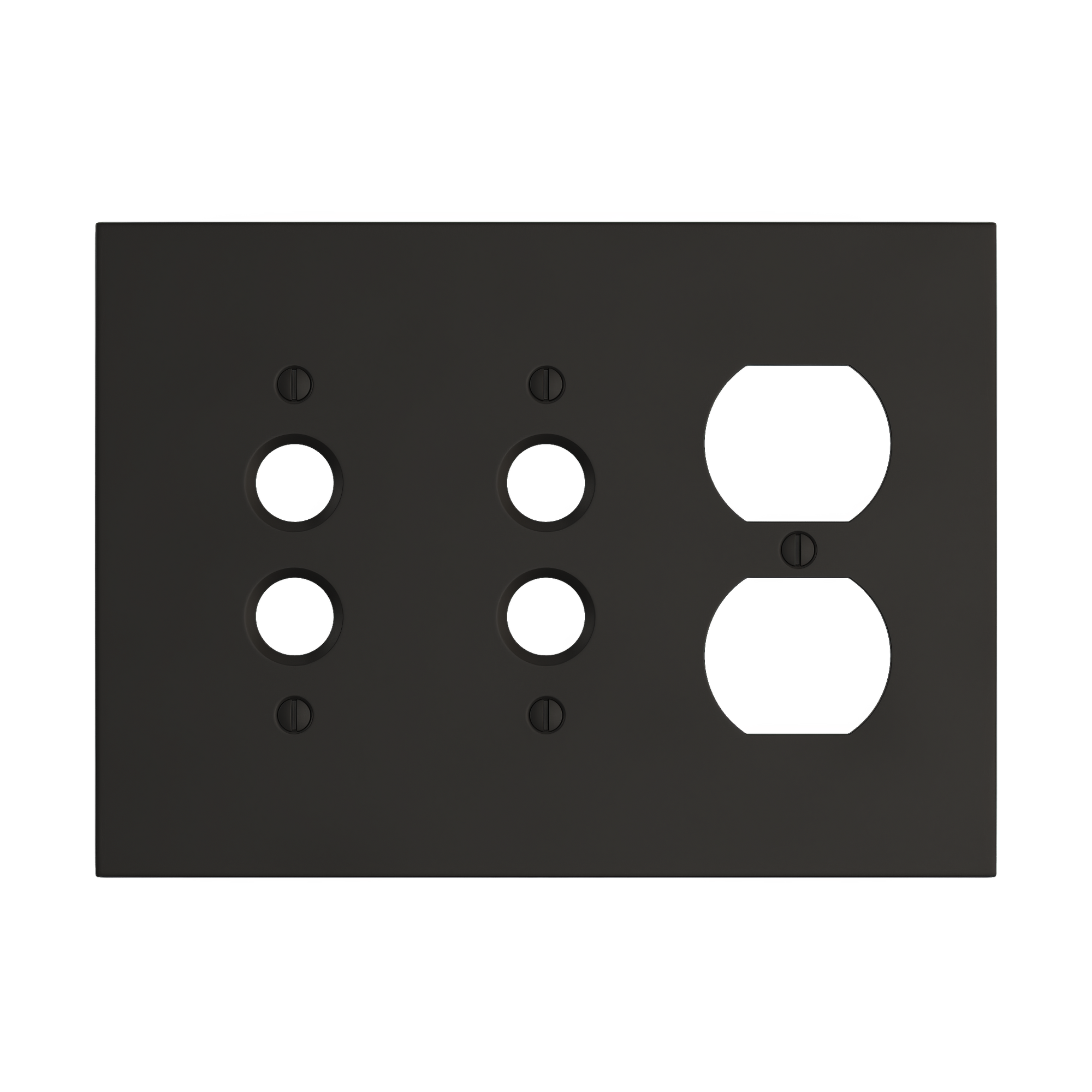 Solid brass Futura Push Button &amp; Outlet Wall Plate – Triple in Coal Black Brass finish