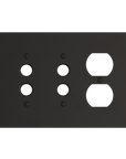 Solid brass Futura Push Button & Outlet Wall Plate – Triple in Coal Black Brass finish