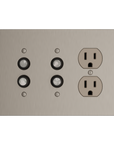 Solid brass Futura Push Button & Outlet Wall Plate – Triple in Satin Nickel finish