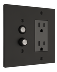 Solid brass Futura Push Button & Open Wall Plate – Double in Coal Black Brass finish