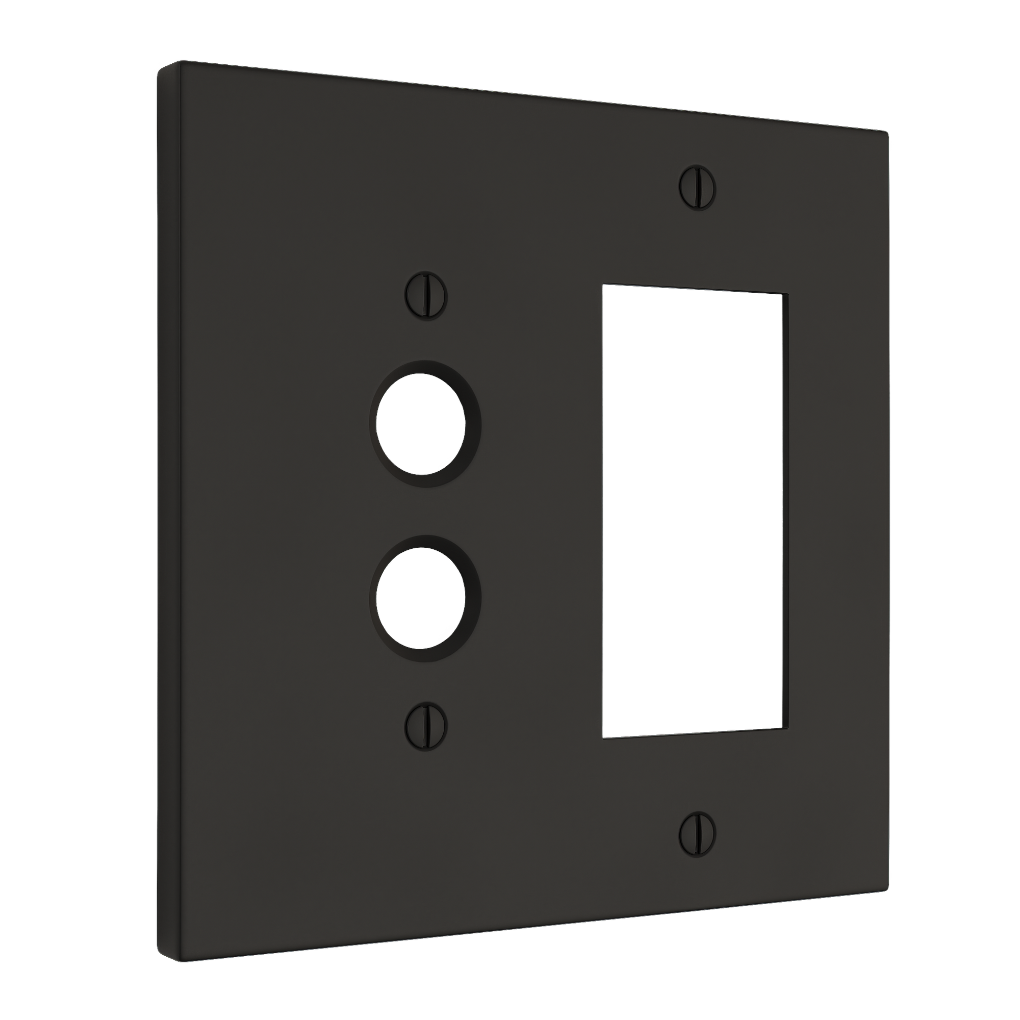 Solid brass Futura Push Button & Open Wall Plate – Double in Coal Black Brass finish