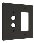 Solid brass Futura Push Button & Open Wall Plate – Double in Coal Black Brass finish