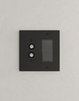 Solid brass Futura Push Button & Open Wall Plate – Double in Coal Black Brass finish