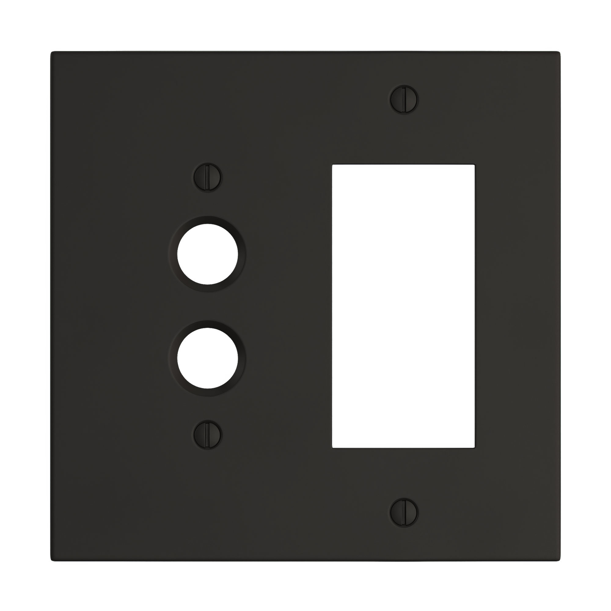 Solid brass Futura Push Button &amp; Open Wall Plate – Double in Coal Black Brass finish