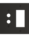 Solid brass Futura Push Button & Open Wall Plate – Double in Coal Black Brass finish