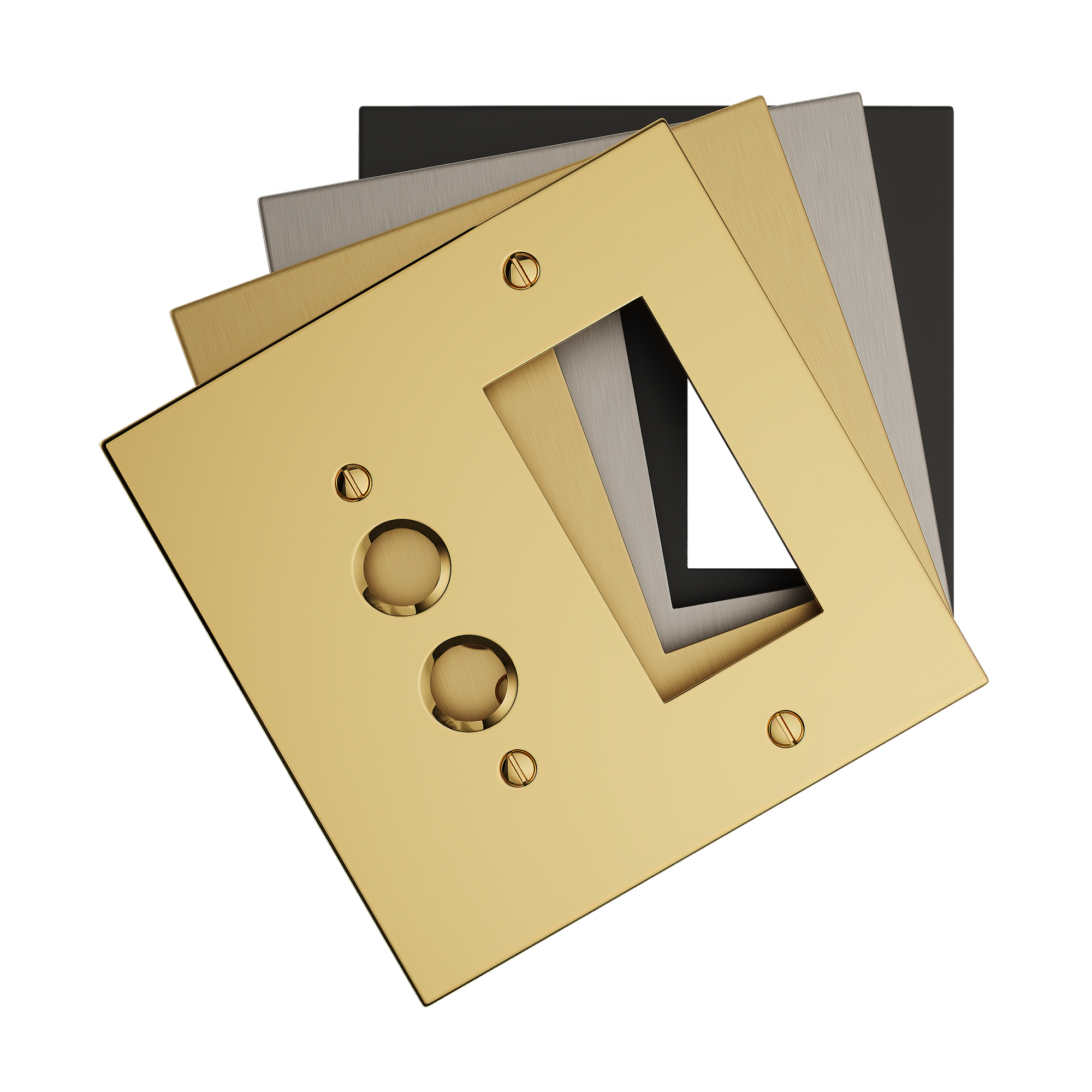 Solid brass Futura Push Button &amp; Open Wall Plate – Double