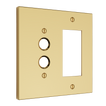 Solid brass Futura Push Button & Open Wall Plate – Double in Polished Brass finish