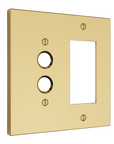 Solid brass Futura Push Button & Open Wall Plate – Double in Polished Brass finish