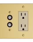 Solid brass Futura Push Button & Open Wall Plate – Double in Polished Brass finish