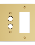 Solid brass Futura Push Button & Open Wall Plate – Double in Polished Brass finish