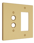 Solid brass Futura Push Button & Open Wall Plate – Double in Satin Brass finish