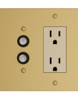 Solid brass Futura Push Button & Open Wall Plate – Double in Satin Brass finish
