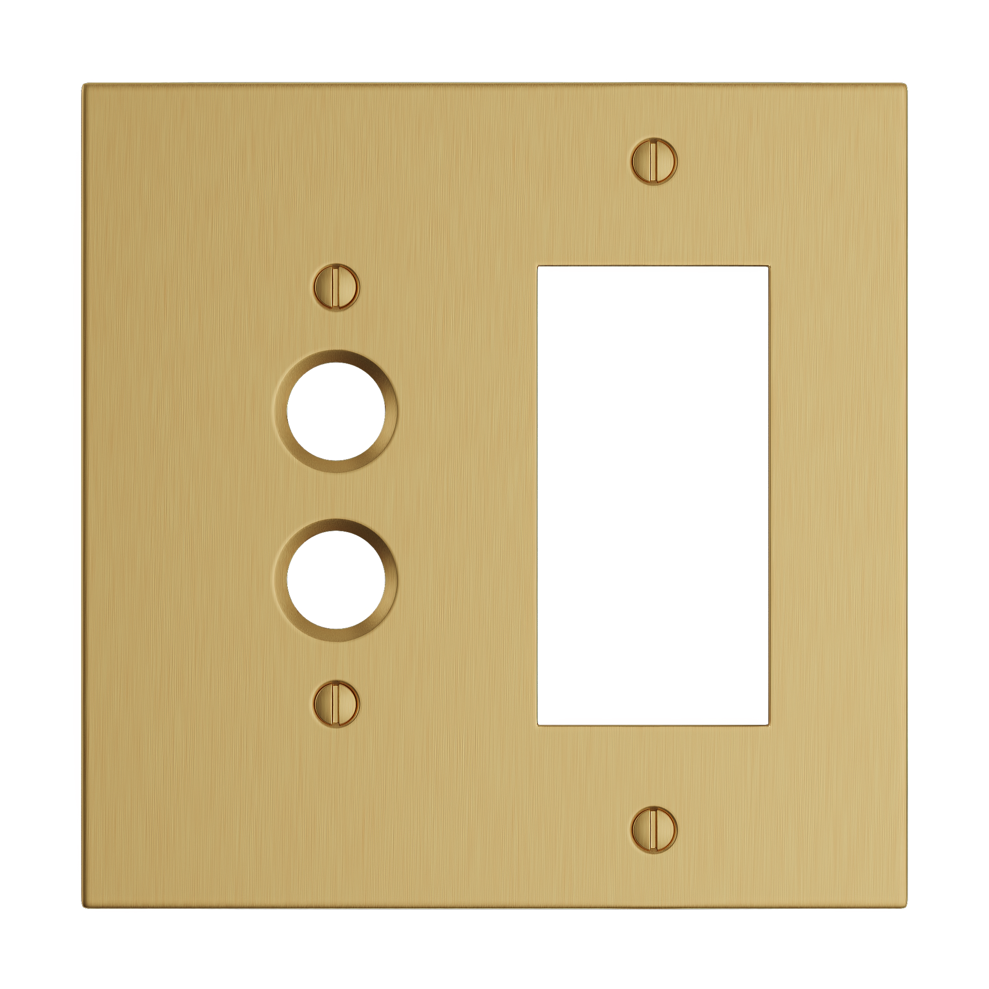 Solid brass Futura Push Button &amp; Open Wall Plate – Double in Satin Brass finish