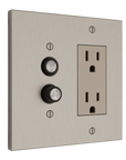 Solid brass Futura Push Button & Open Wall Plate – Double in Satin Nickel finish