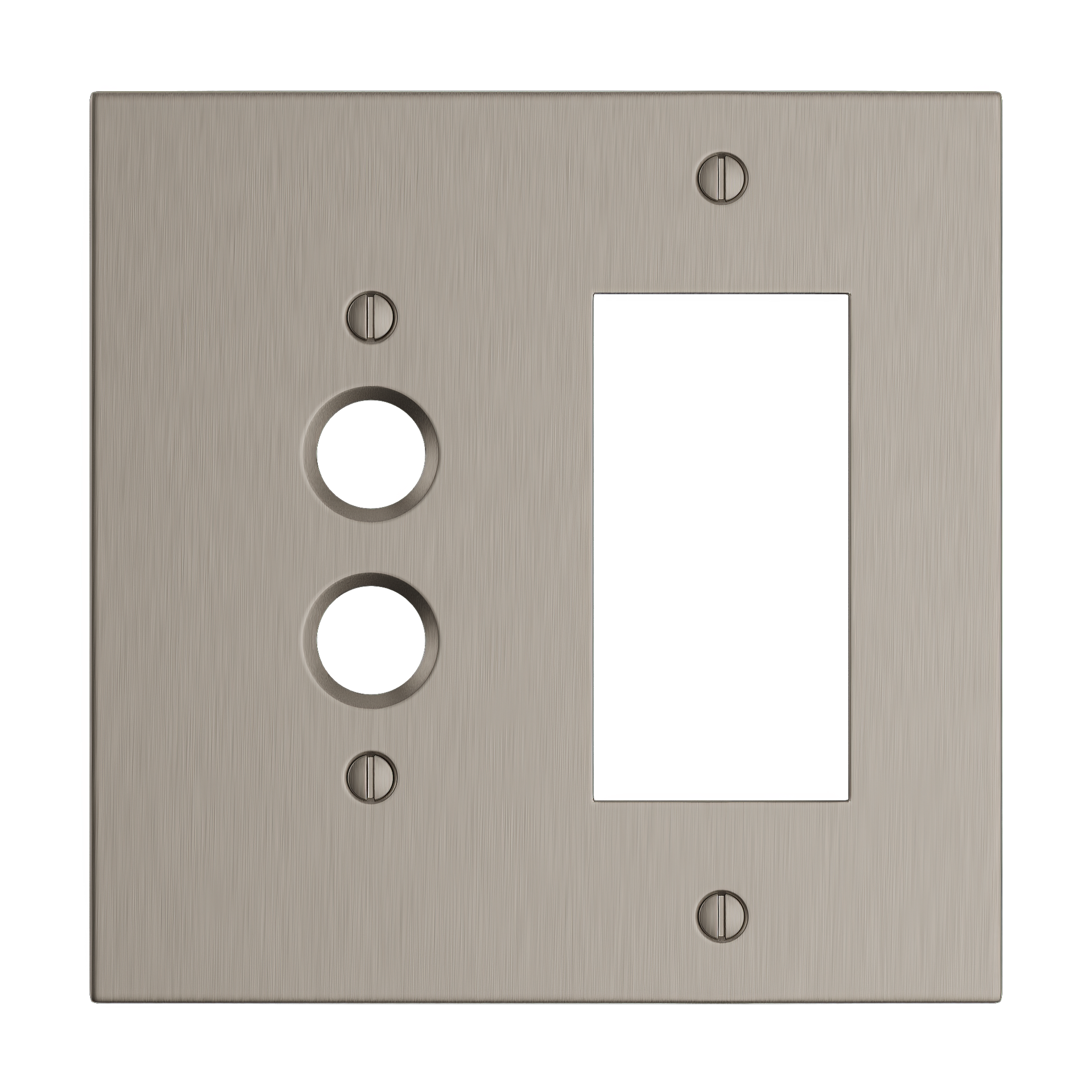 Solid brass Futura Push Button &amp; Open Wall Plate – Double in Satin Nickel finish