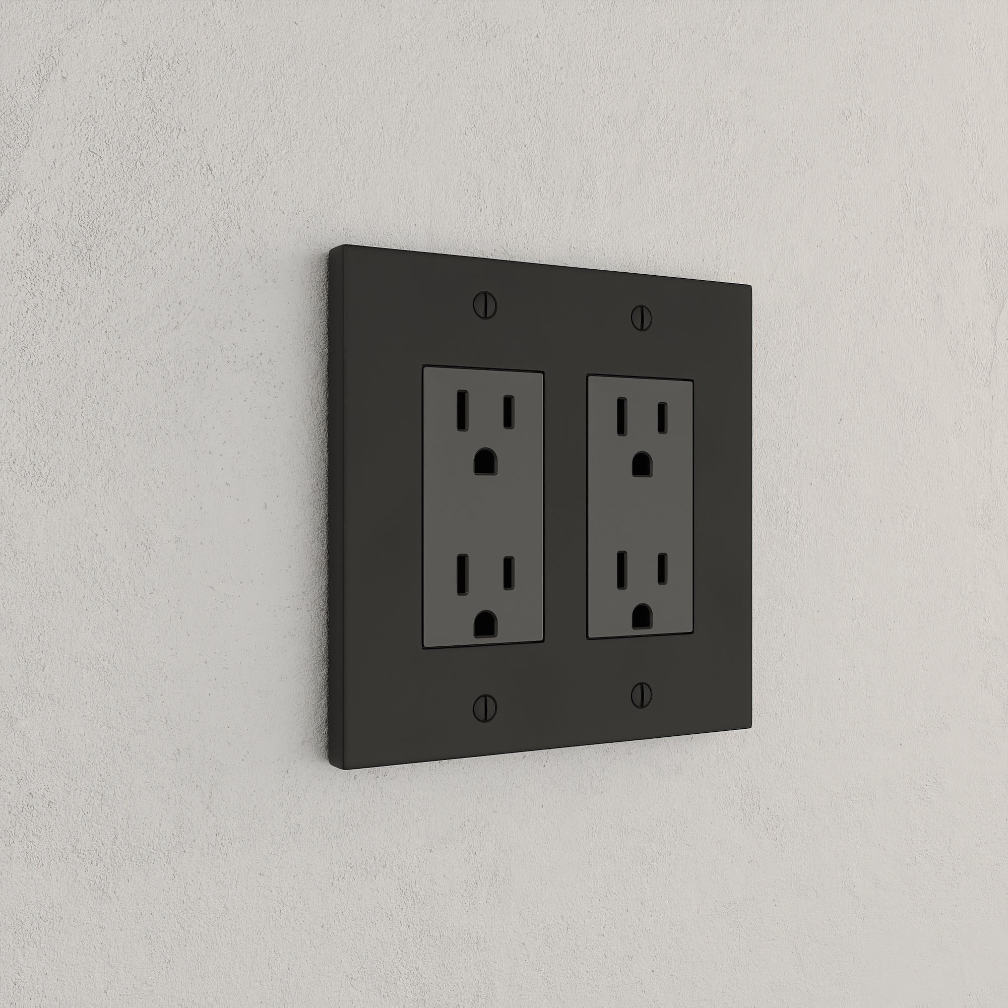 Solid brass Futura Open Wall Plate – Double in Coal Black Brass finish