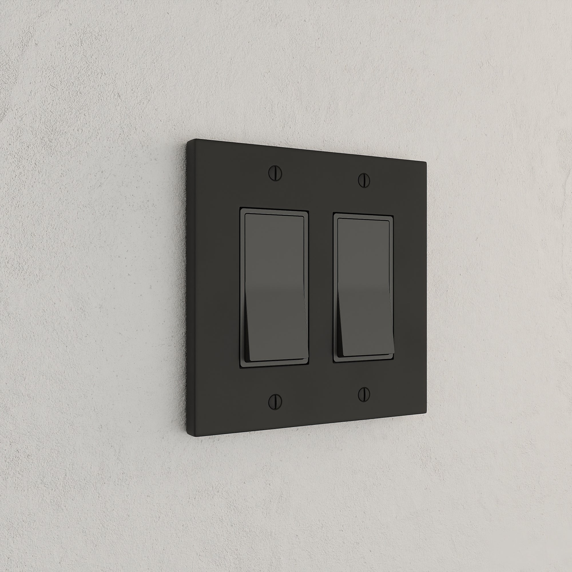 Solid brass Futura Open Wall Plate – Double in Coal Black Brass finish