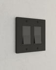 Solid brass Futura Open Wall Plate – Double in Coal Black Brass finish
