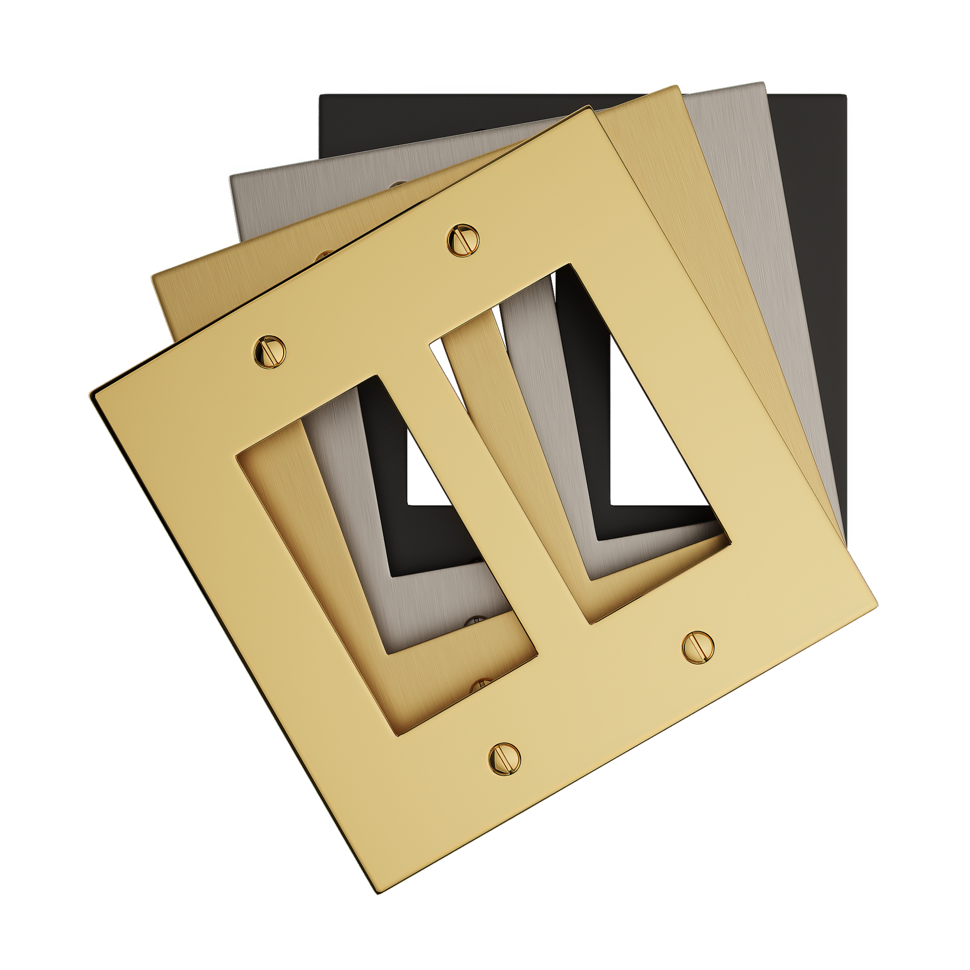 Solid brass Futura Open Wall Plate – Double