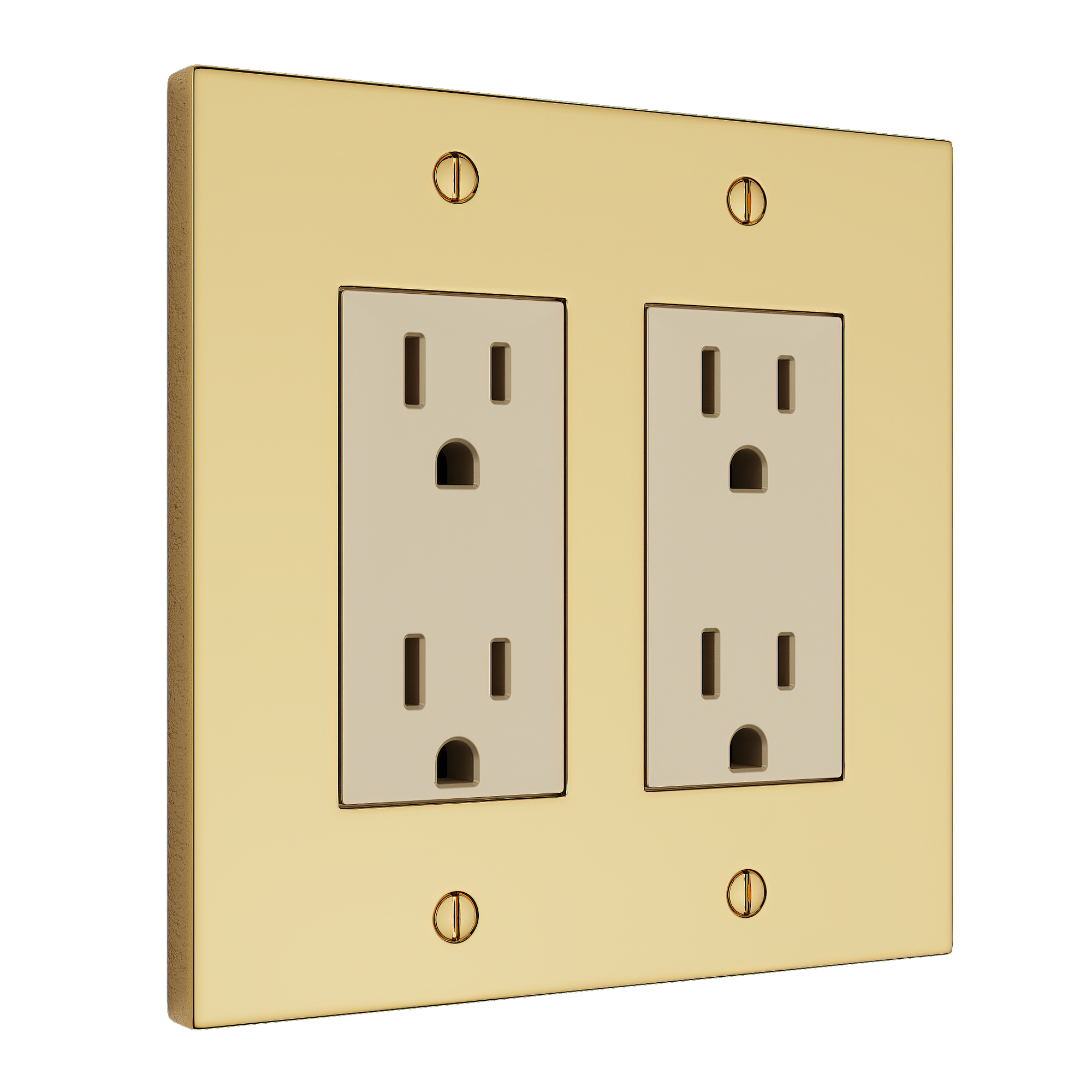 Solid brass Futura Open Wall Plate – Double in Polished Brass finish