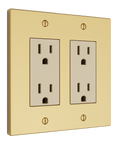 Solid brass Futura Open Wall Plate – Double in Polished Brass finish