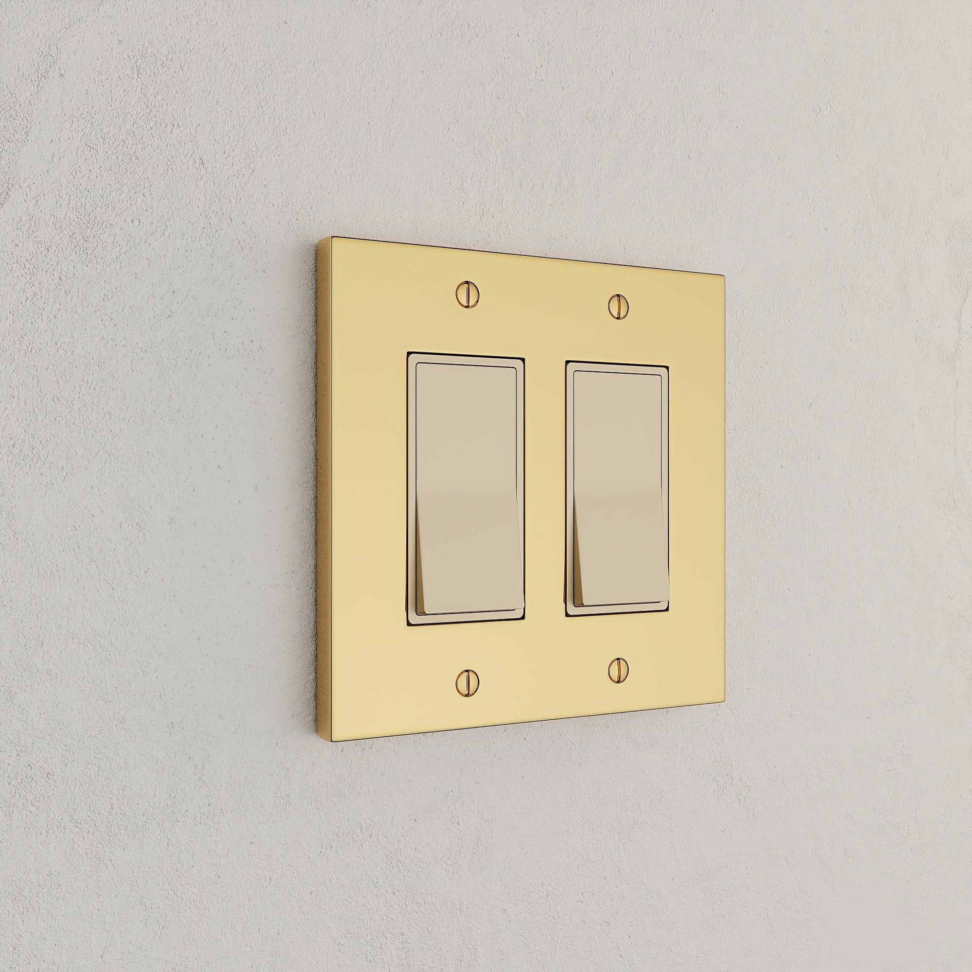 Solid brass Futura Open Wall Plate – Double in Polished Brass finish