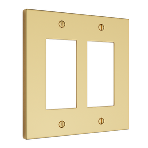 Futura Open Wall Plate – Double — Polished Brass