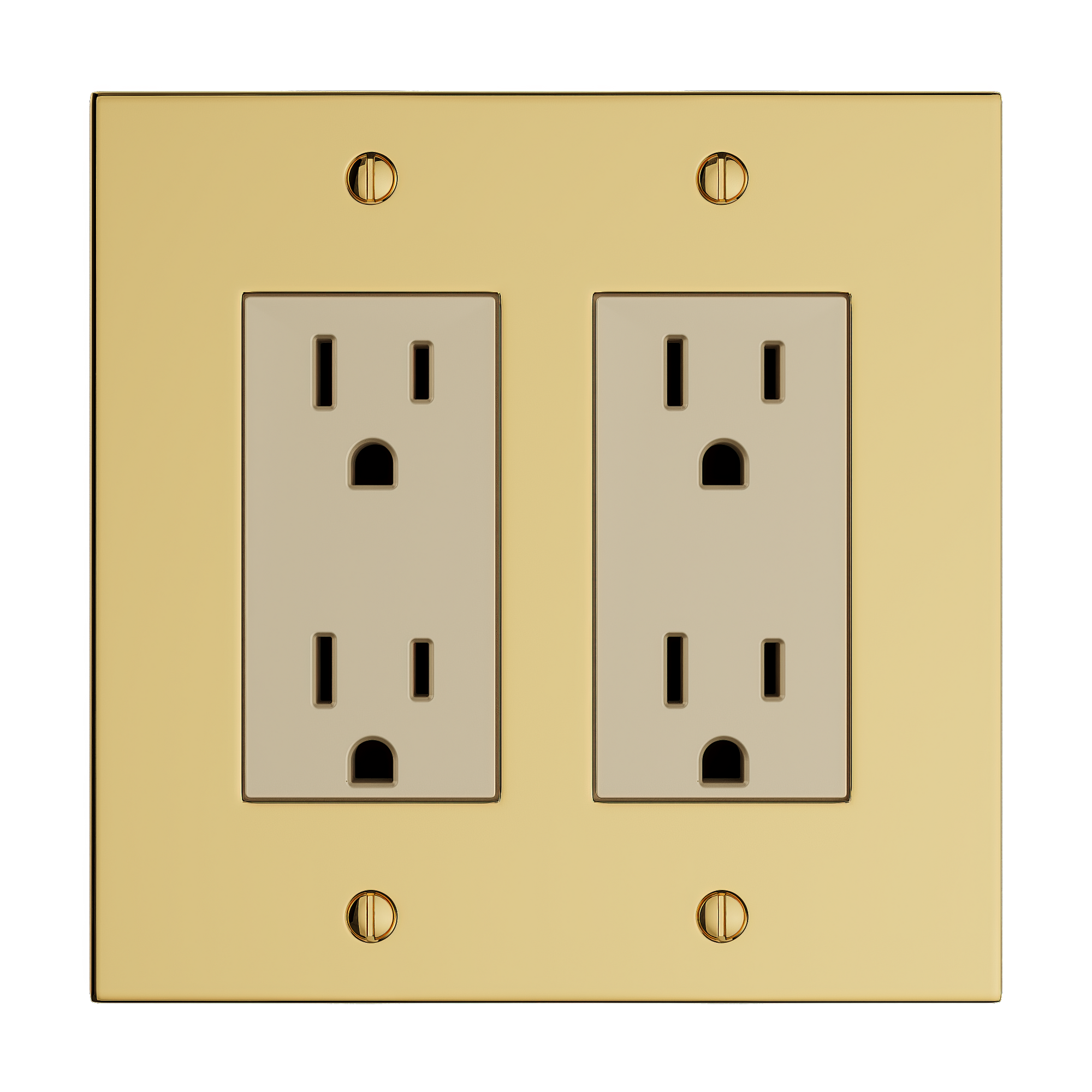 Solid brass Futura Open Wall Plate – Double in Polished Brass finish