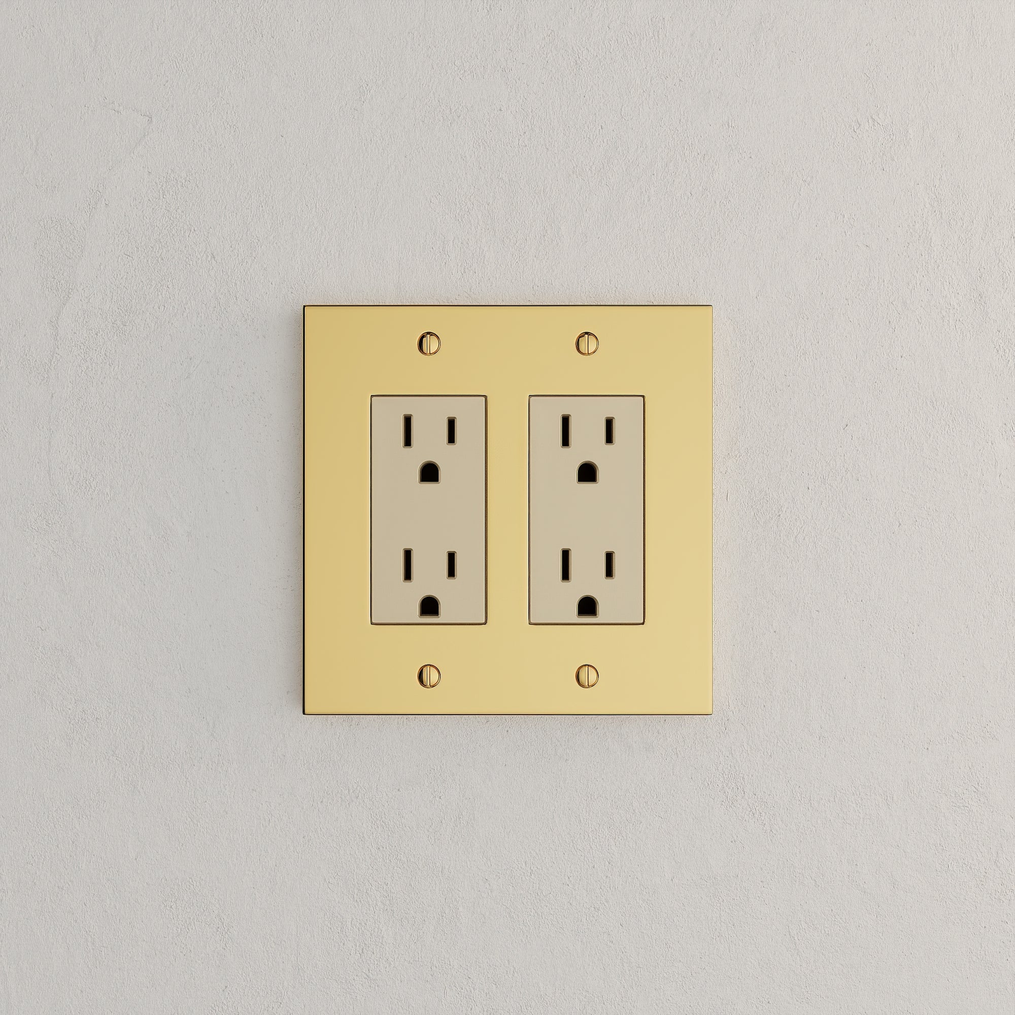 Solid brass Futura Open Wall Plate – Double in Polished Brass finish